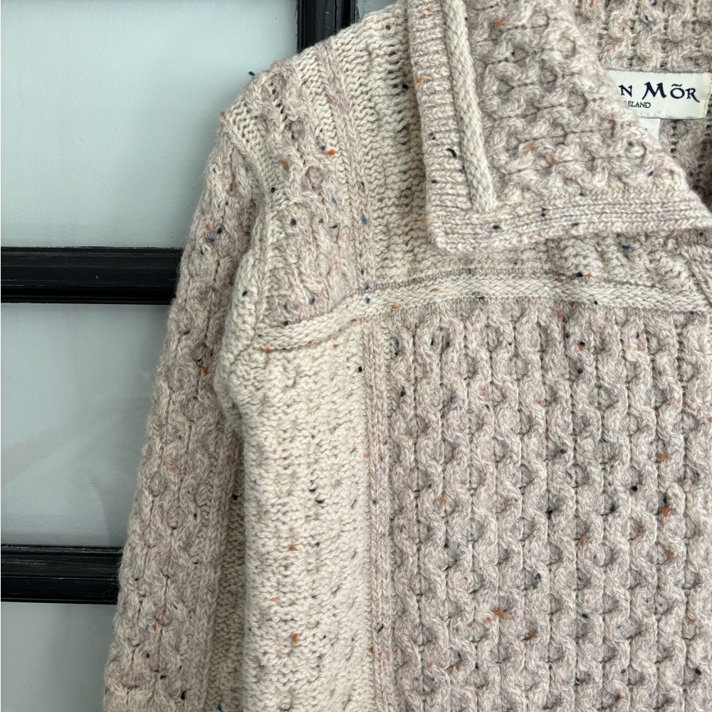 Aran Mor Sweater Cardigan Ireland Fisherman Knit 100% Merino Wool Size Medium - Picture 6 of 11